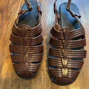 Leather Sandals Womenโs Size 6 Brown Scandi Girl